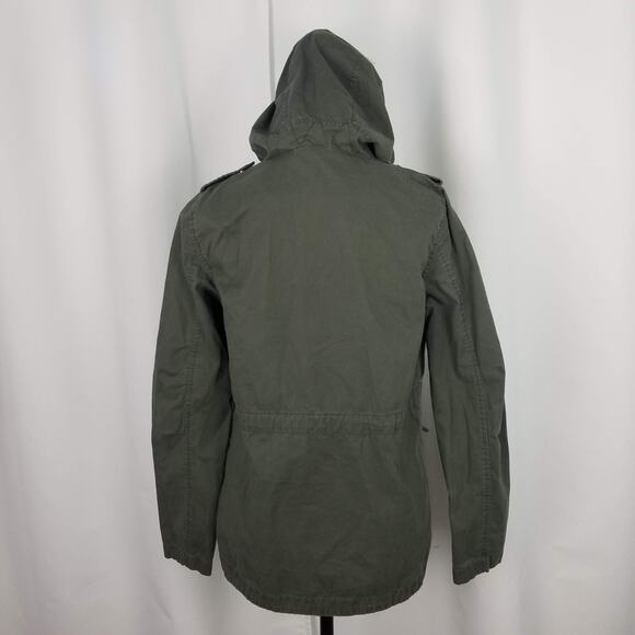 Love Tree Women's Cotton Long Sleeve Buttons Tan Hooded Jacket Size Small - Picture 3 of 7